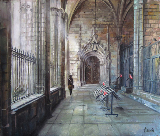 oil Painting of the cathedral of Barcelona